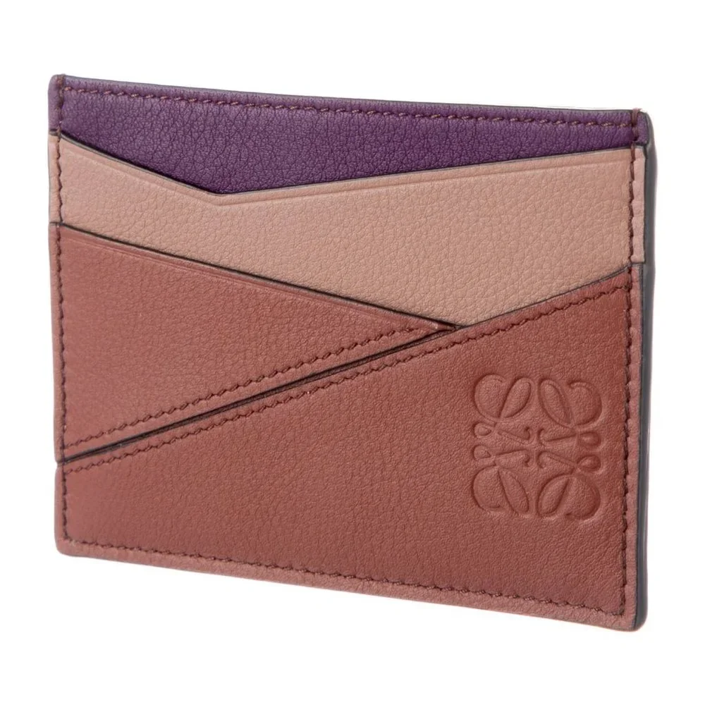 LOEWE Multicolor Purple Tan Pink Leather Cardholder